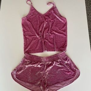 Pink Velvety Pajama Set